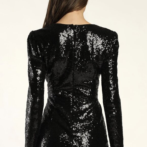 NWT Lulus Dazzling Entrance Black Sequin Long Sleeve Bodycon Mini Dress - Picture 4 of 9
